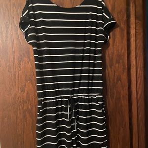 Black and White Striped Romper Size XL